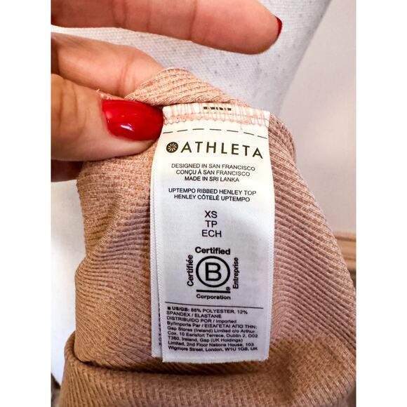 Athleta Long Sleeve Uptempo Ribbed Henley Top Size XS - Picture 6 of 7